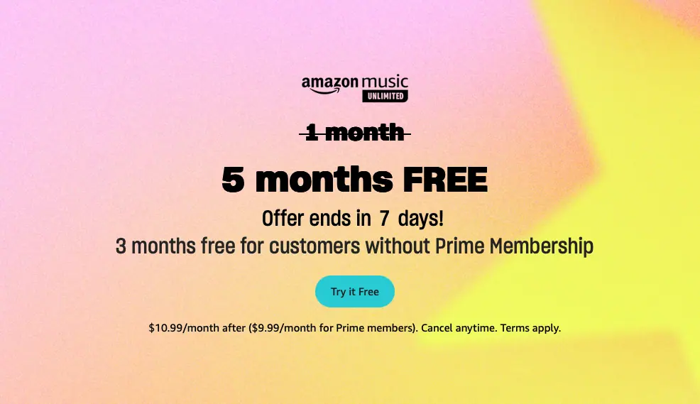 Featured image for Last Chance to Get 5 Months of Amazon Music Unlimited for Free